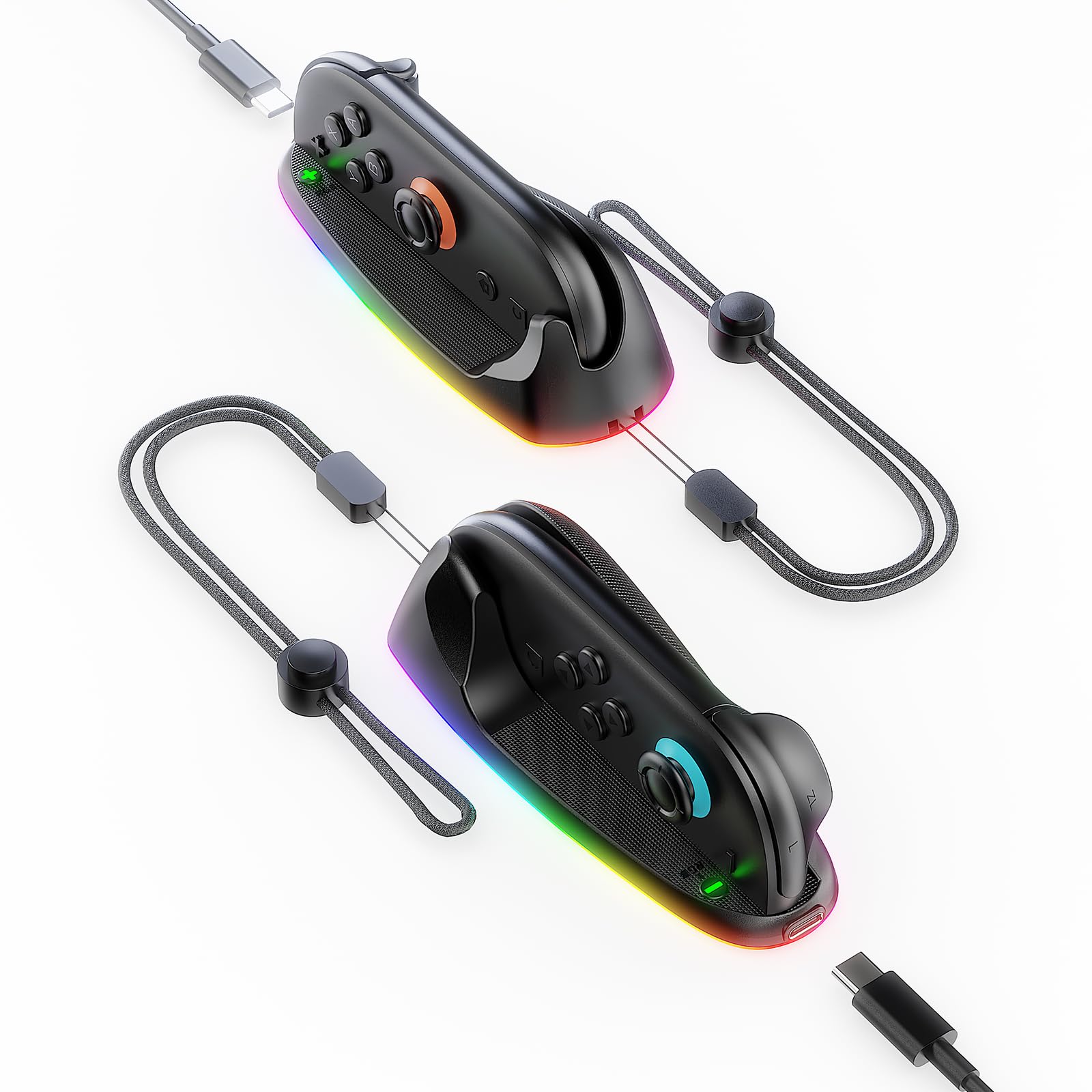 JDDWIN RGB Gaming Controller Mouse Controller with Charging for Switch 2 Joycon Grip, Magnetic Mouse Game Stand Holder with Hand Strap Compatible with Nintendo Switch 2 (2025), Mice for Pokopia Game