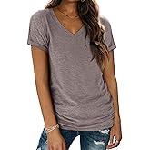 ATHMILE T Shirts Short Sleeve V Neck Tees for Women Fashion Tops Trendy Lightweight Casual Summer Outfits Clothes 2026 Beach