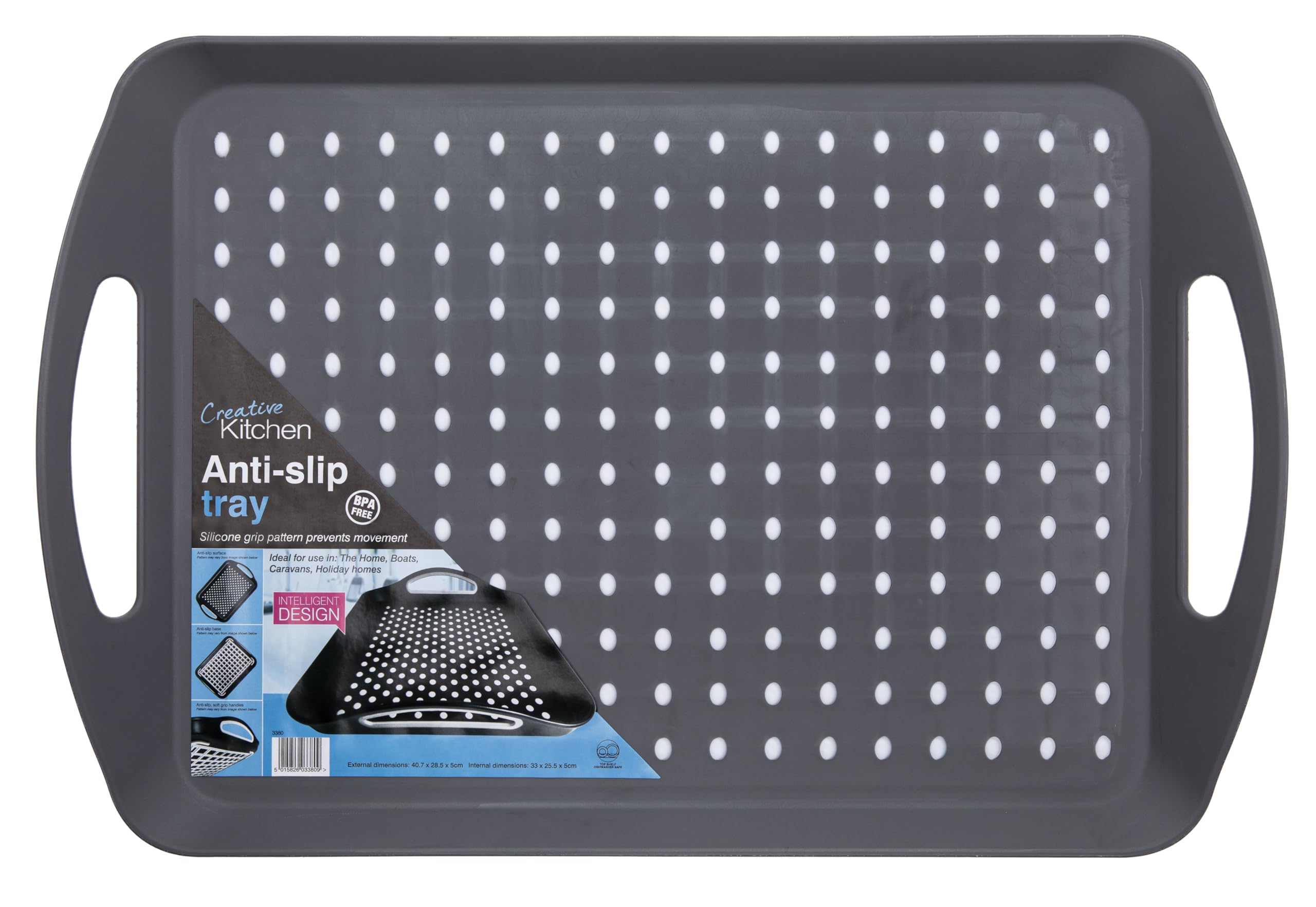 creative Kitchen 3380 Tea/Serving traytray, Plastic,Grey,large