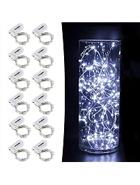 CYLAPEX Pack of 6 LED Starry String Lights with 20 Fairy Micro LEDs on 3.3feet/1m Silver Coated Copper Wire, Battery Powered by 2x CR3032 (Included), for Party Christmas Table Decorations &iexcl;&shy;