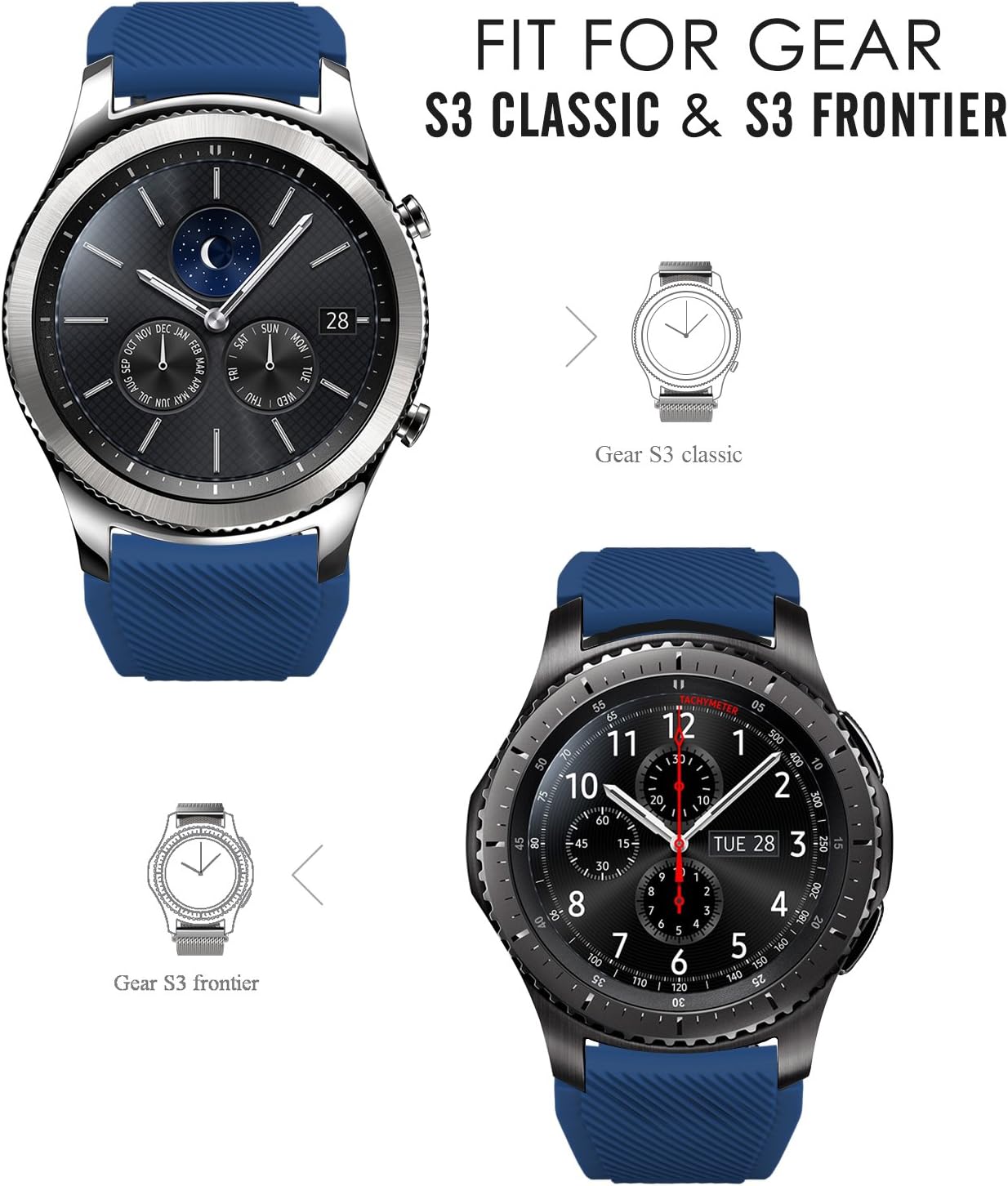 MoKo Strap Compatible with Samsung Galaxy Watch 3 45mm/Galaxy Watch 46mm/Gear S3 Frontier/Classic - Image 3