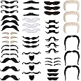 48PCS Fake Mustache, Self Adhesive Fake Moustache, Fake Beard for Performance Masquerade Costume Party Decor, 16 Styles