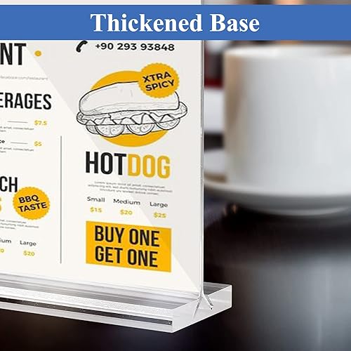 Acrylic Sign Holder 4 Pack S - 8.5x11 Inch Clear Table Display Stands, Double-Sided For Menus, Flyers & Posters Clear Acrylic Display - View #3
