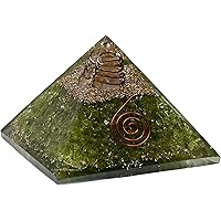 Orgone Pyramid with Peridot Crystal and Healing Coil Quartz Point - Natural Healing Stones Orgonite Energy Generator for Yoga