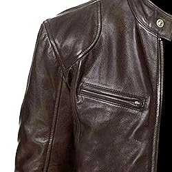 SWJGLITTR Men Slim Fit Motorcyle Leather Jacket
