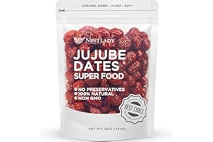 NESTLADY Premium Jujube Date, Red Date (Hong Zao), 100% Natural, Improve sleep, Health Snack, Dried Fruit, Sweet and Chewy Net weight: 454g (1LB),Packed in USA