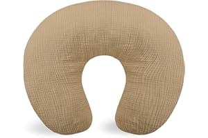 Hooyax Muslin Nursing Pillow Covers Only, Soft and Breathable Nursing Covers for Breastfeeding Pillows, Adorable Infant Feeding Pillow slipcover for Baby Boy and Girls (Brown)