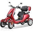 1000W 15 MPH Heavy Duty 4 Wheel Mobility Scooter 500lbs Loadweight, 3 Speed Control Mobility Scooters with 31 Mile Long Range Battery for Seniors & Adults Travel, 20° Max Climbing, Remote Key, Red