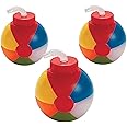Fun Express Set of 12 Pieces Beach Ball Cups with Straws, Holds 23 oz, Summer Party Supplies, Multi-Color