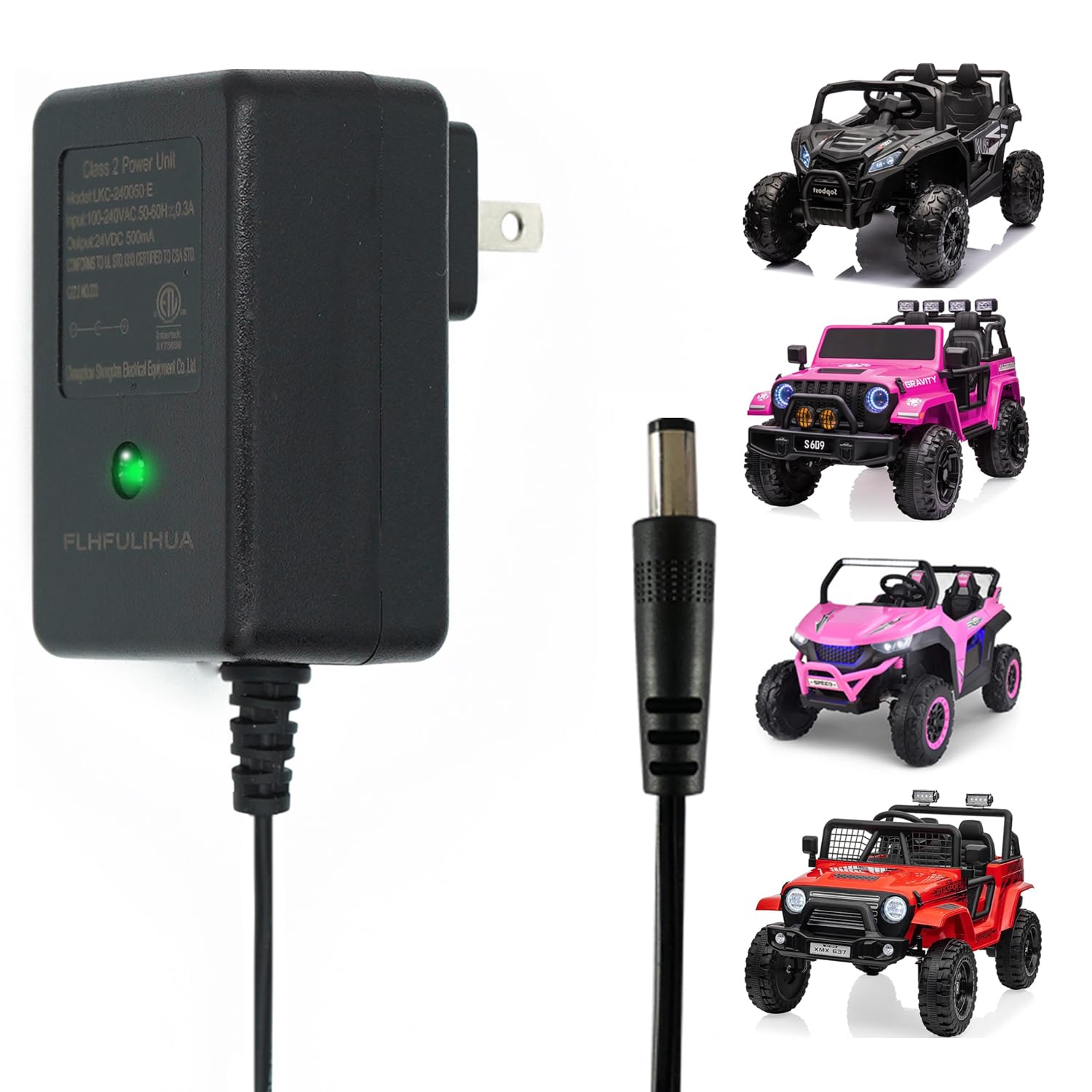 Photo 1 of 24V Charger for Ride on Toys 24 Volt Battery Charger for Disney Princess Carriage, Toyota Tundra,Dynacraft,SUV Ride-Ons Car Supply Power Adapter
