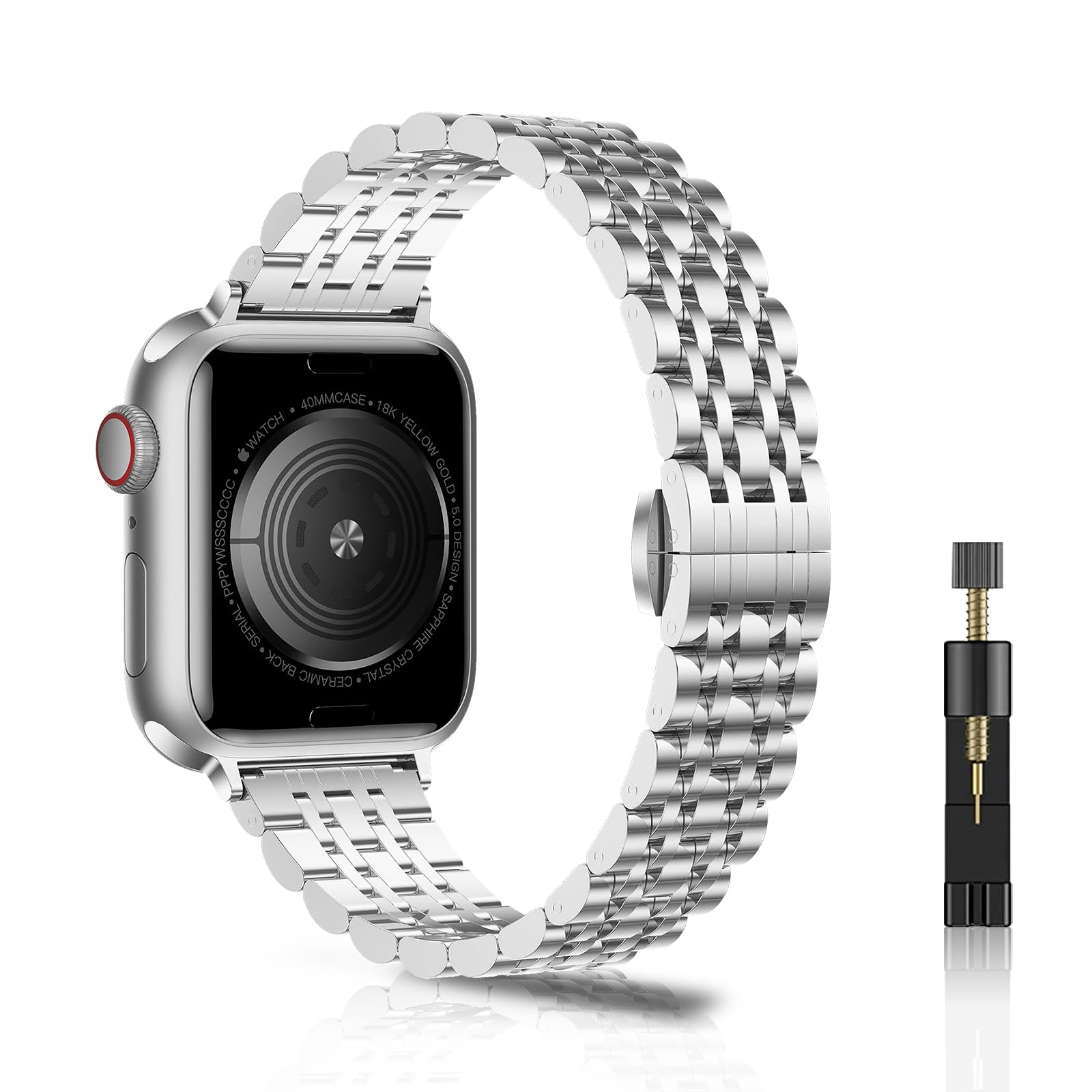 NicMool Slim Metal Straps for Apple Watch 42mm 44mm 45mm 46mm 49mm, Thin Stainless Steel Replacement Band for iWatch Ultra 3/2/1, iWatch Series 11/10/9/8/7/6/5/4/3/2/1/SE 3/SE 2/SE - Silver