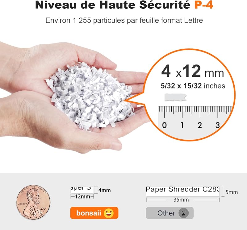 Destructeur de Documents 200 Feuilles Auto-Feed, Coupe Micro P-4