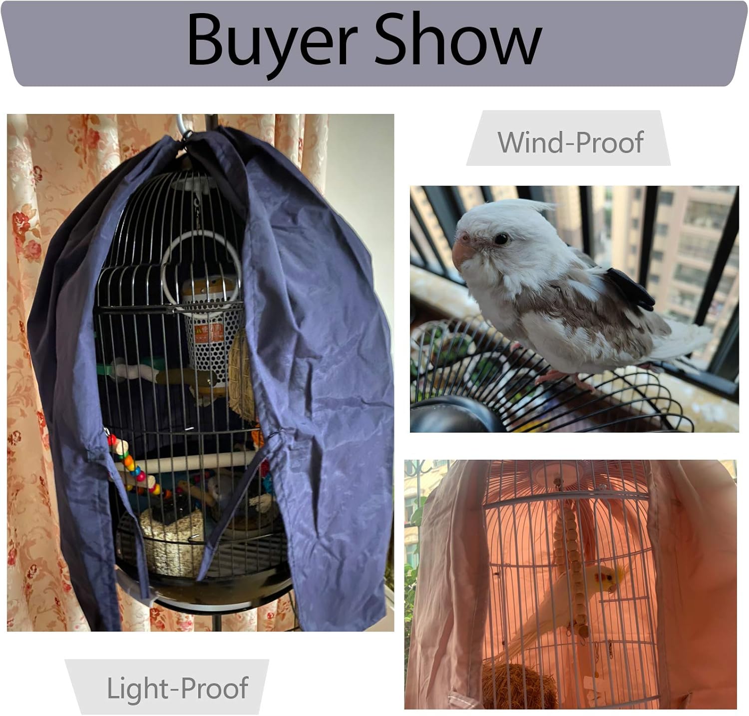 Bonaweite Birdcage Cover Parrot Cage Cover Shade Pet Universal Blackout Windproof Light-Proof Sleep Reduces Distractions Night Accessories Cloth Without Cage : Kitchen & Dining
