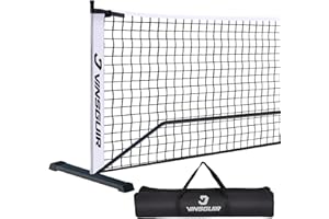 VINSGUIR Portable Pickleball Net, Pickleball Nets Designed for All Weather Conditions with Steady Metal Frame and Strong PE Net, Regulation Size Net with Carrying Bag
