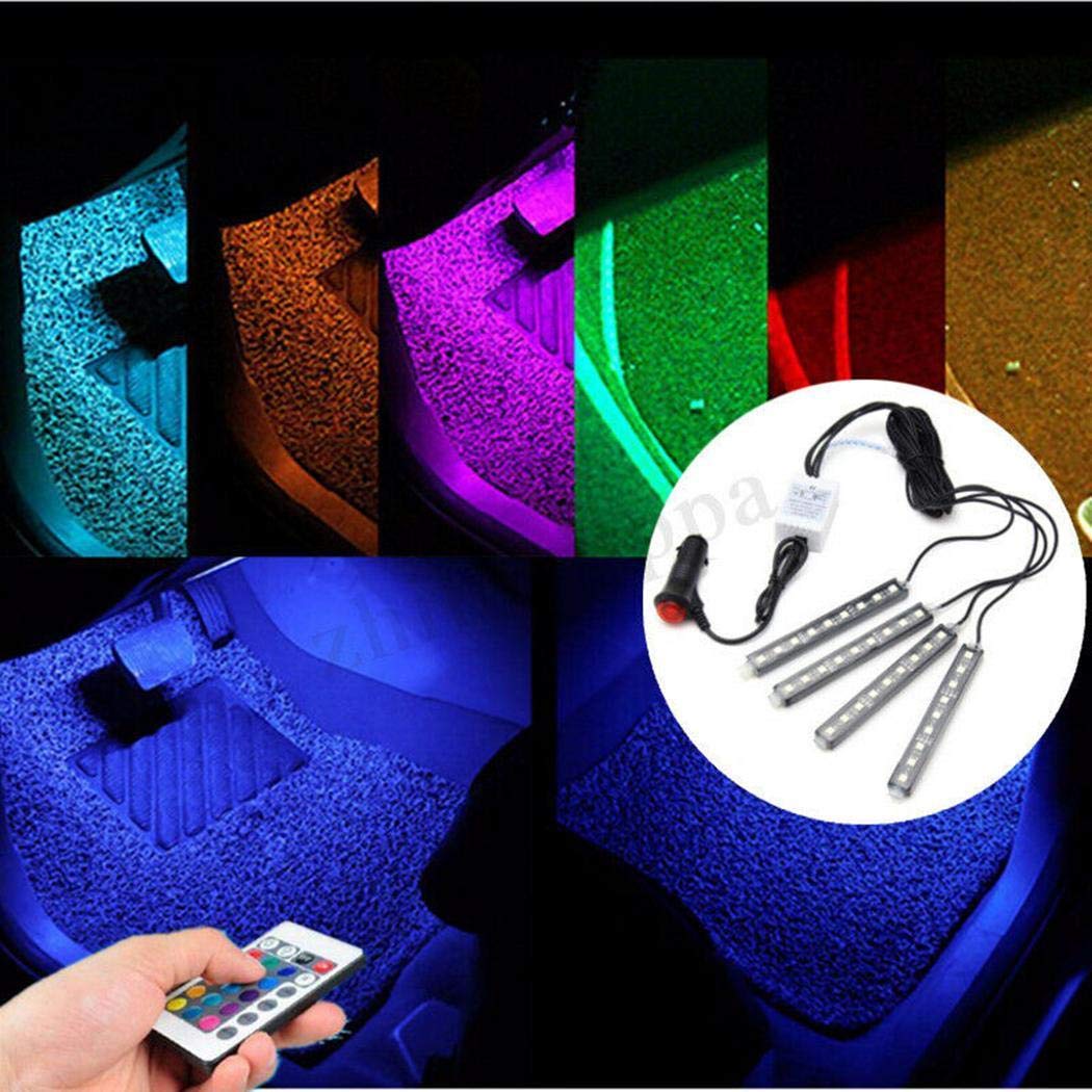 UpBeauty LED Interior Car Lamp Kit Remote Under Dash Foot Seat Inside Lighting Decor Light Kit