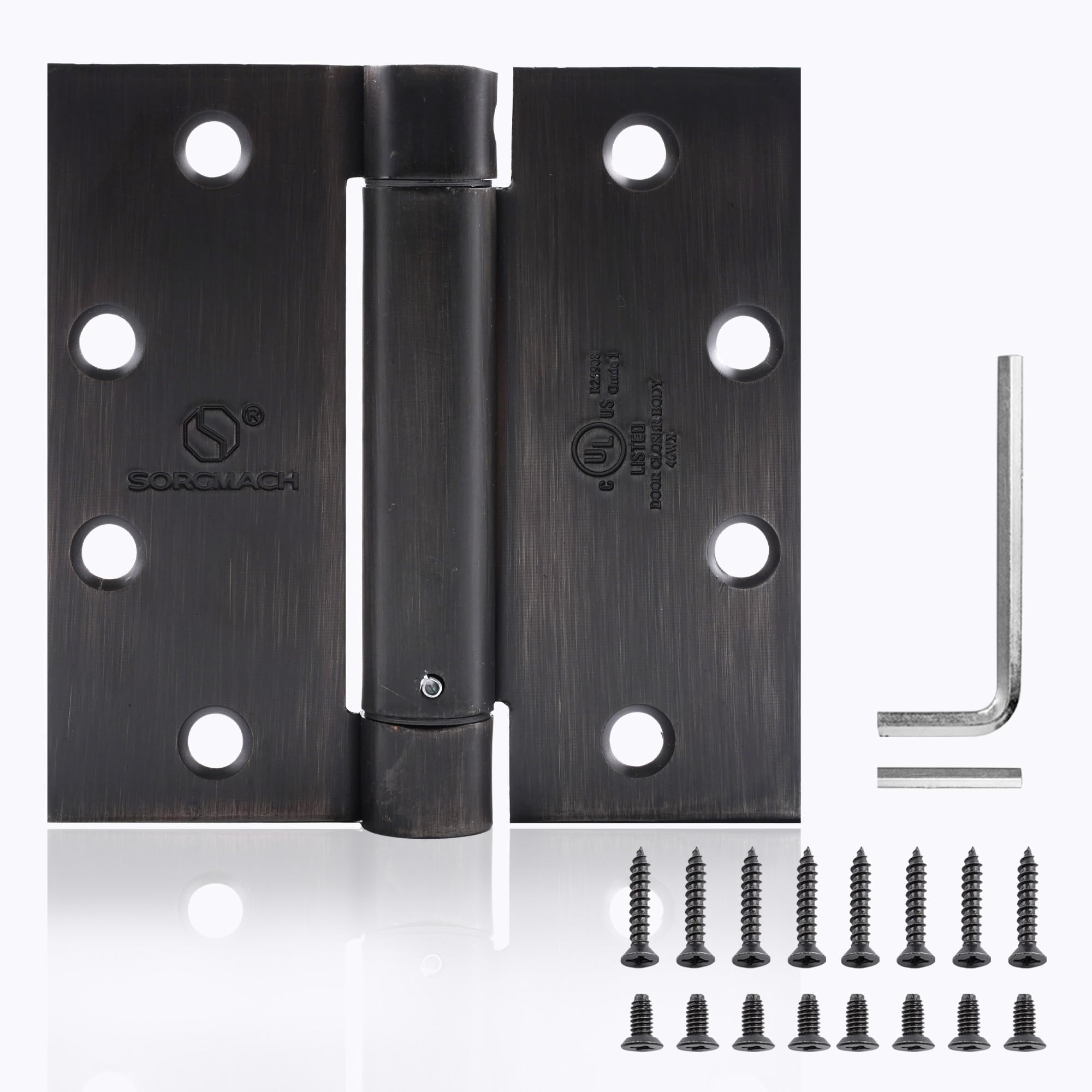 Photo 1 of Self Closing Door Hinge 4-1/2 inch Oil Rubbed Bronze Auto Close Hinge Adjustable 4 ½"x 4 ½" Inch Spring Hinges Door Closer Hinge Square Corner Commercial Auto Self-Closing 3 Pieces