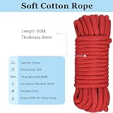 TallKeeey 10M Soft Cotton Rope 8mm Red DIY Craft Hanging Bundling view 2