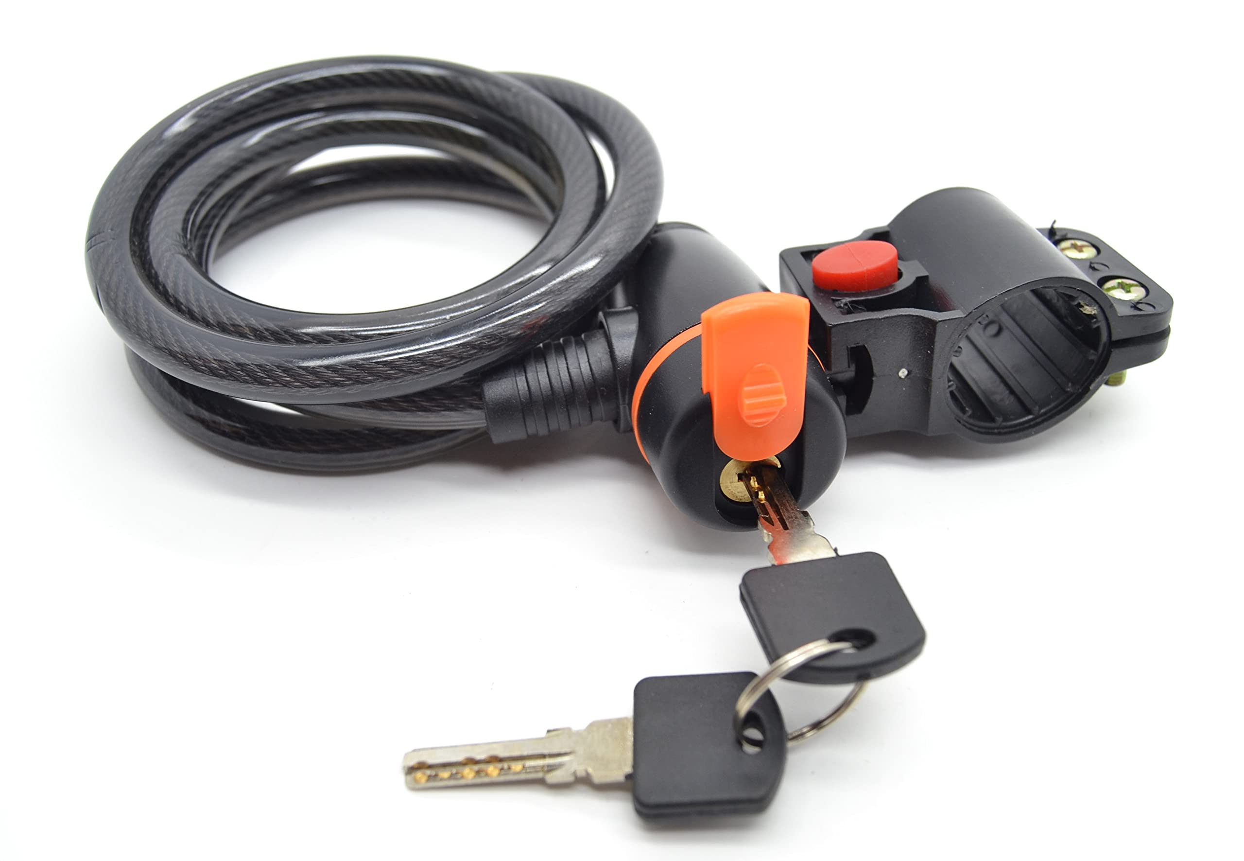 Bicycle Cable Lock 120cm with Frame Clamp Quick Release 2 Keys 10mm Wide Security for Bicycle Anti-Theft