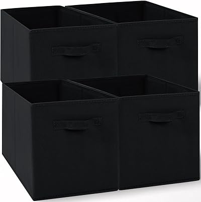 Amazing Tour 4 PCS Cube Storage Boxes 33x38x33 Foldable with Handles Black