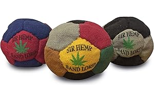 WORLD FOOTBAG Sir Hemp Sand Lord Footbag 3 Pack. Hemp Sand-Filled Footbag, Assorted Colors