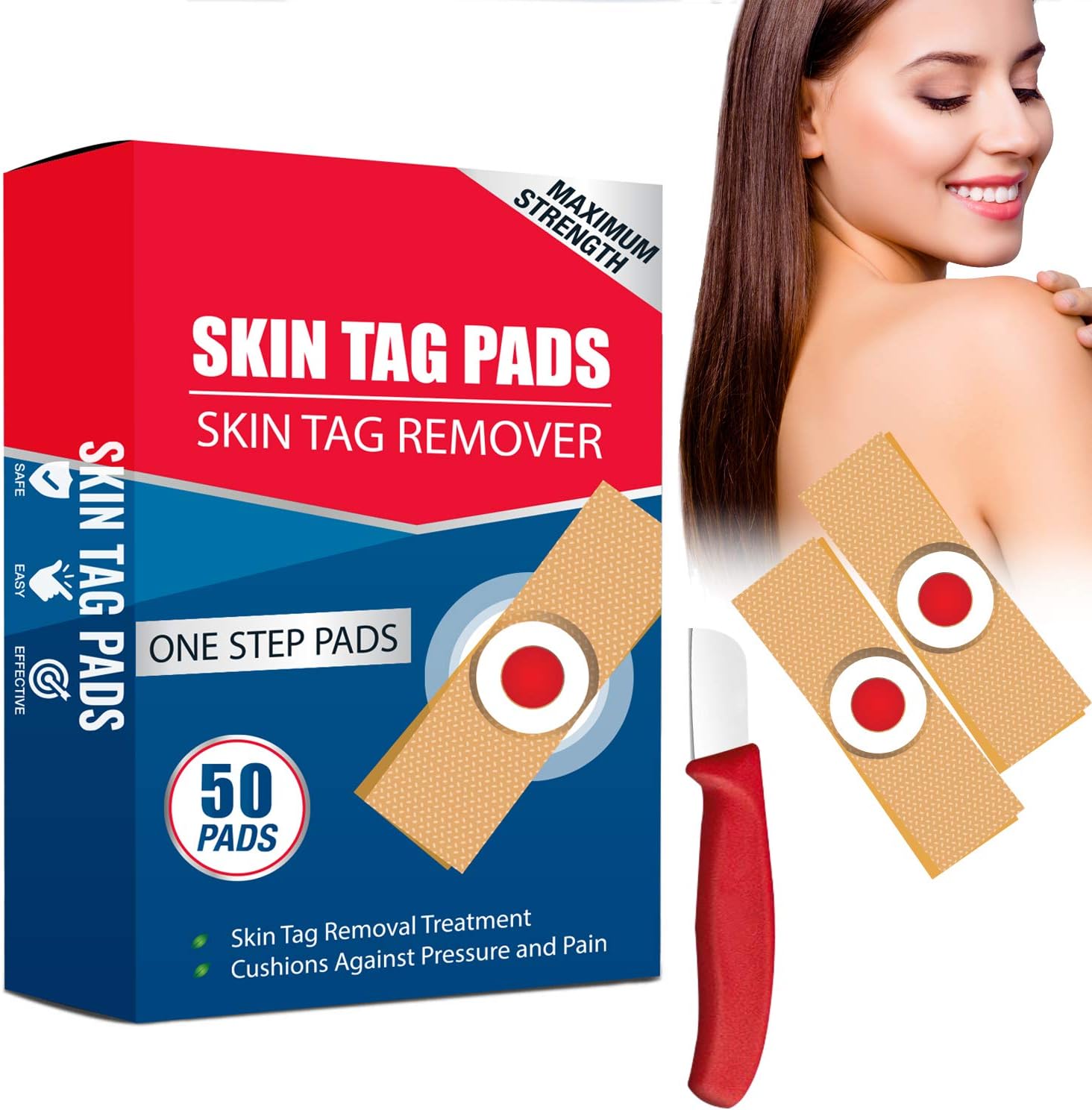 Skin Tag Removal Pads, Top-Grade Skin Tag Remover Pads, Skin Tag Remover Patches, New and Improved Formulation (50 Pads + Free Knife): Health & Personal Care
