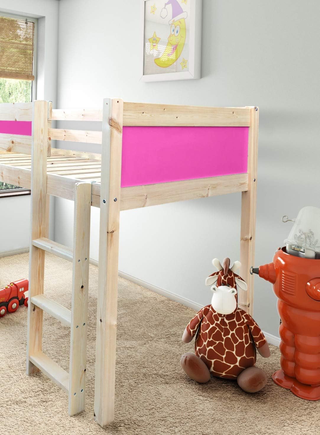 Strictly Beds and Bunks Molly Midi Sleeper Cabin Bed, 2ft 6 Single Pink BigaMart