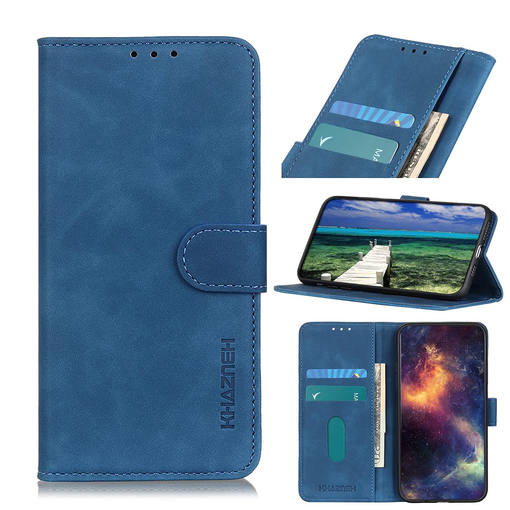 JAJOJSJO Case Compatible with OPPO Reno 8 5G Leather Flip Cover PU Leather with Magnetic Closure, Card Slot, Cash Pocket, Anti-Shock Protective Case, Blue