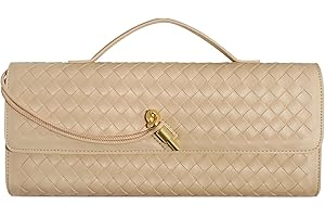 Jumping Deer Woven Clutch Purses for Women, Formal Satchel Leather Evening Bag Shoulder Handbag