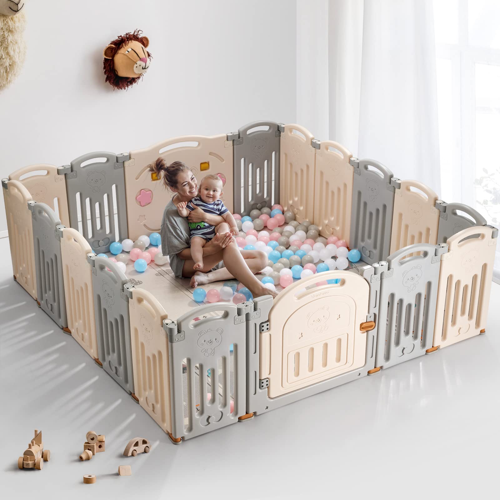 Photo 1 of ***The color may vary*****
UANLAUO Baby Fence, Foldable Playpen, 18 Panel Extra Large Playpen for Babies Toddlers Infant, Safety Material Portable Play Yards with Gate, NO Gaps Play Area Indoor Outdoor Use, Grey+Cream