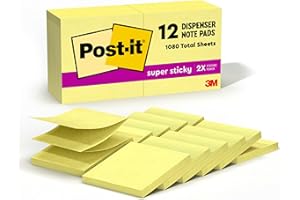 Post-it Super Sticky Pop-up Notes, 3x3 in, 12 Pads, 2X The Sticking Power, Canary Yellow, Recyclable (R330-12SSC)