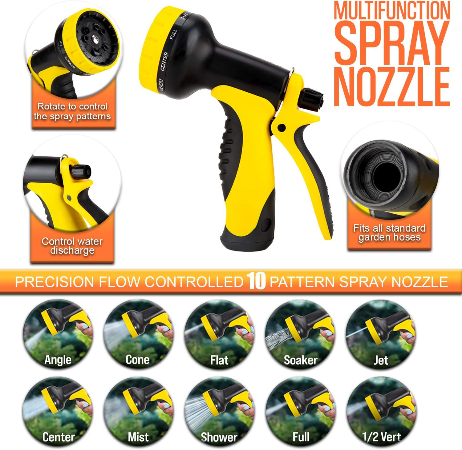 Topidex Car Wash Kit, Expandable Garden Hose 50 FT - with High Pressure Spray Nozzle – Durable Soap Dispensing Sprayer Gun - 9 Spray + 3 Foam Spraying Patterns with Storage Bag, Hanger & Wash Mitt : Home Improvement