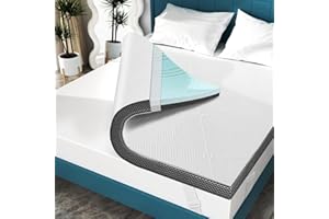 Elviros 3 Inch Gel Memory Foam Mattress Topper Twin Size, Adjustable Cooling Bed Topper for Back Pain, Dual Layer Mattress Pad with Removable Cover (Twin, Dark Grey)