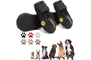 Expawlorer Dog Shoes for Large Dogs, Dog Shoes for Hot Pavement, Hiking Walking, Anti-Slip Rugged Sole,Waterproof Dog Booties for Outdoor Rain Days, All Weather Dog Boots & Paw Protectors (Black)