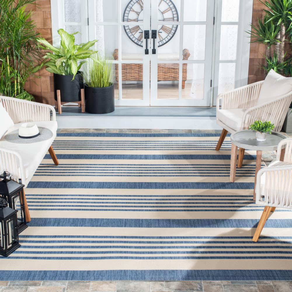SAFAVIEH Washable Rug Outdoor Courtyard Collection - 10' x 14', Beige & Blue, Non-Shedding & Easy Cleaning, Ideal for Patio, Backyard, Mudroom (CY6062-233) Image SAFAVIEH Washable Rug Outdoor Courtyard Collection - 10' x 14', Beige & Blue, Non-Shedding & Easy Cleaning, Ideal for Patio, Backyard, Mudroom (CY6062-233) Image