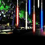 KIWITATA LED Meteor Shower Lights,11.8 inch 8 Tubes 192leds Falling Raindrop Icicle Super Bright SMD2835 LED String Outdoor Lights for Patio Tree Front Yard Porch Roof Holiday Decor(Multi-Color)