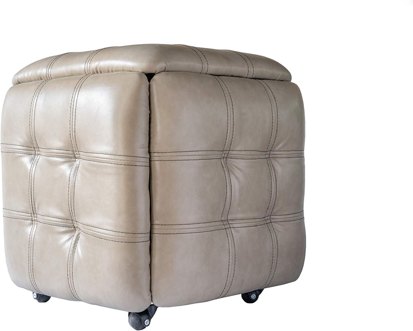 Infinity Technologies 5 in 1 Beige pouffes for Sitting/Leather Ottoman