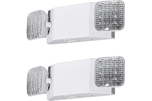 LED Flying Direct LED Commercial Emergency Lights with Battery Backup, UL 924 Certified, AC 120/277V, Two Head Adjustable Hardwired Emergency Exit Light Fixtures for Business (2 Pack)
