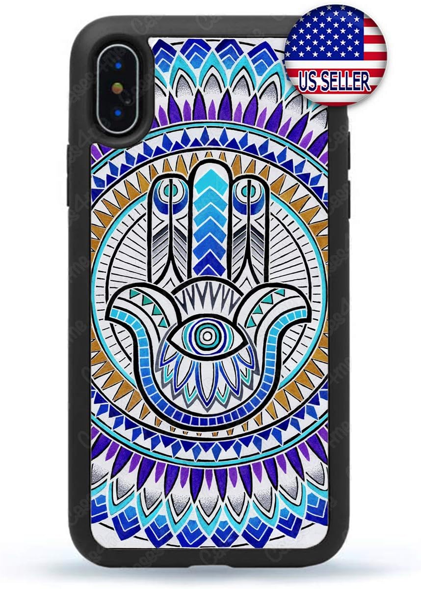 Evil Eye Hand Guard Henna Hamsa Case Slim Shockproof Hard Rubber Custom Case Cover for iPhone 11 Pro Max 11 X Xs XR