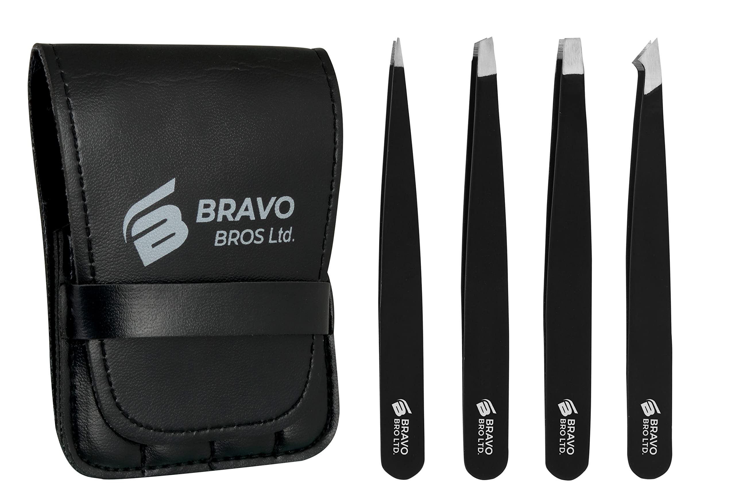 Professional Stainless Steel Tweezers for Facial Hair Women & Men – Set of PCS Eyebrow Tweezers for Ingrown Hair, Facial Hair, Splinter, Blackhead, & Tick Remover (Black)