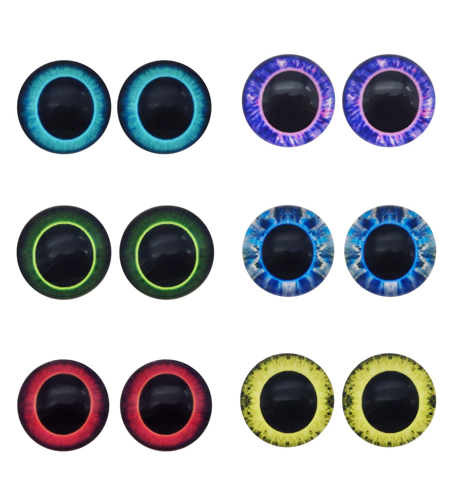 Julie Wang 20 pcs Mixed Glass Eyes Dragon Owl Unicorn Animal Eye Pupil for Craft Models Making DIY Flatback Dome Cabochon 30mm