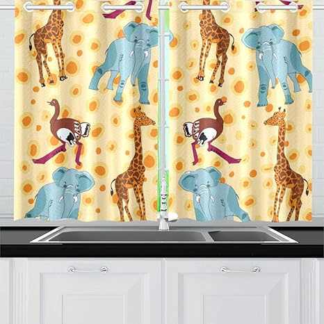 Amazon Kdgch ドレープカーテン 陸上のキリン 遮光 防寒 断熱 防音 Uvカット 洗える 幅65cm 丈100cm 2枚組 おしゃれ 部屋 寝室 居間 子供室用 装飾 カーテン オンライン通販