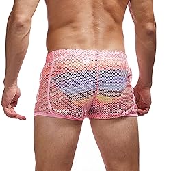 FIROTTII Mens Mesh Shorts Sexy Boxers See Through