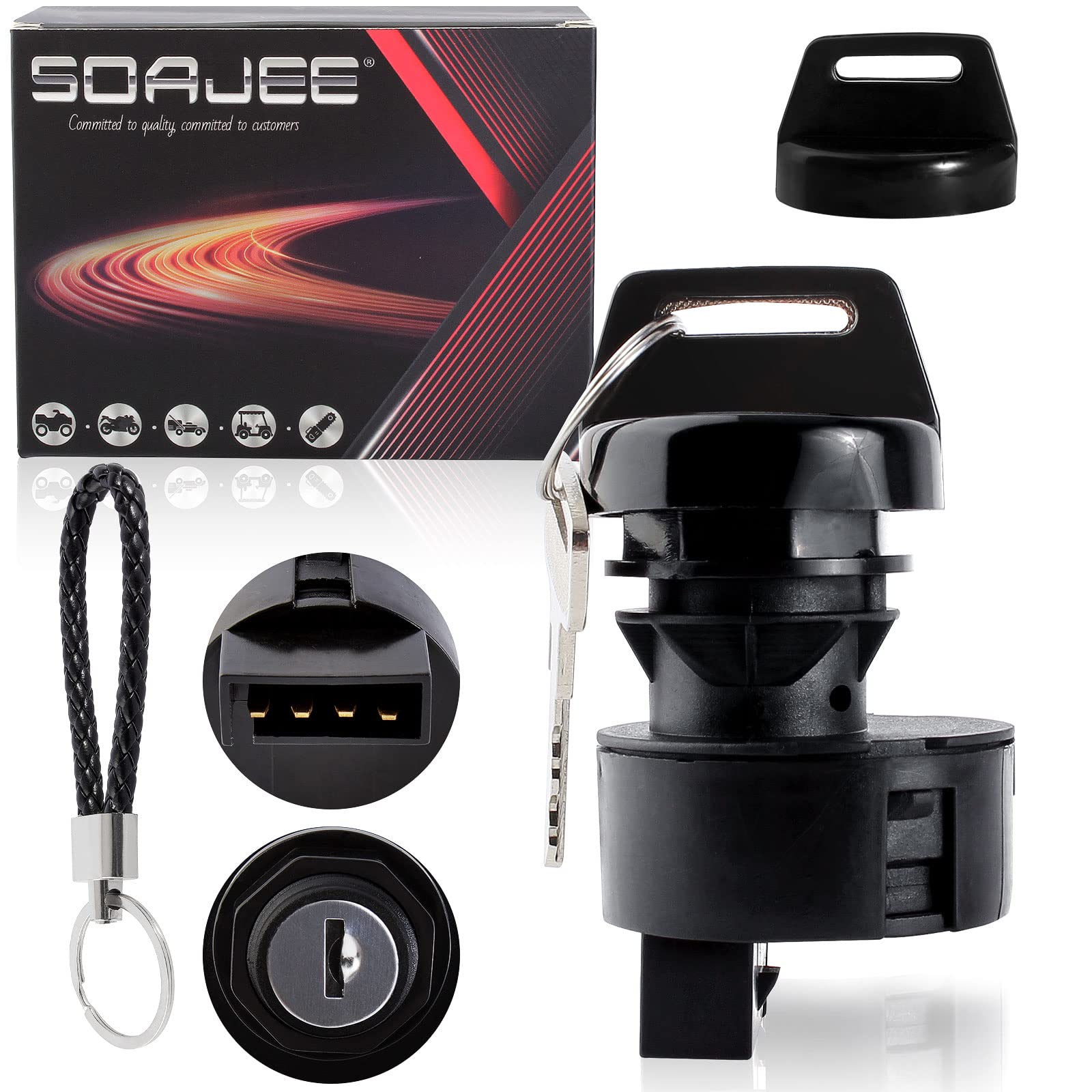 Photo 1 of SOAJEE Ignition Key Switch Compatible with Polaris RZR 900 1000 S RS1 Turbo General 1000 4016058 ATV UTV 4 Pin 2 Position