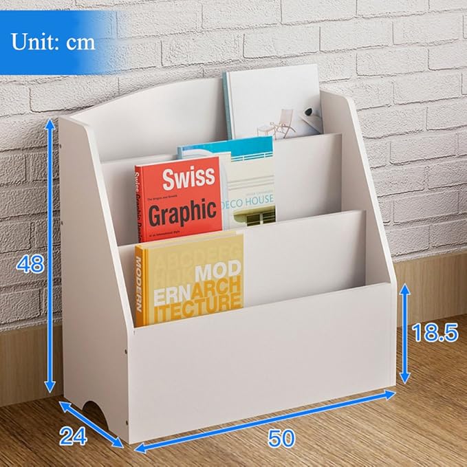 Husalsea Kinder Bücherregal Mit Lächelndem Gesicht - Weiß, 32x21.5x19.5cm