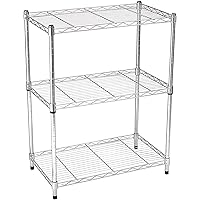 AmazonBasics 3-Shelf Adjustable, Heavy Duty Storage Shelving Unit, Steel Organizer Wire Rack, Chrome