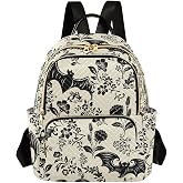 Goth Bat Flowers Quilted Backpack Purse for Women Fashion Small Backpack S | Shoulder Bag Travel Casual Daypack
