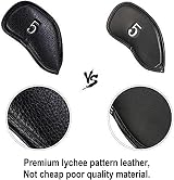 Craftsman Golf 12pcs Thick Synthetic Leather Iron Head Covers Set Black Silver view 4
