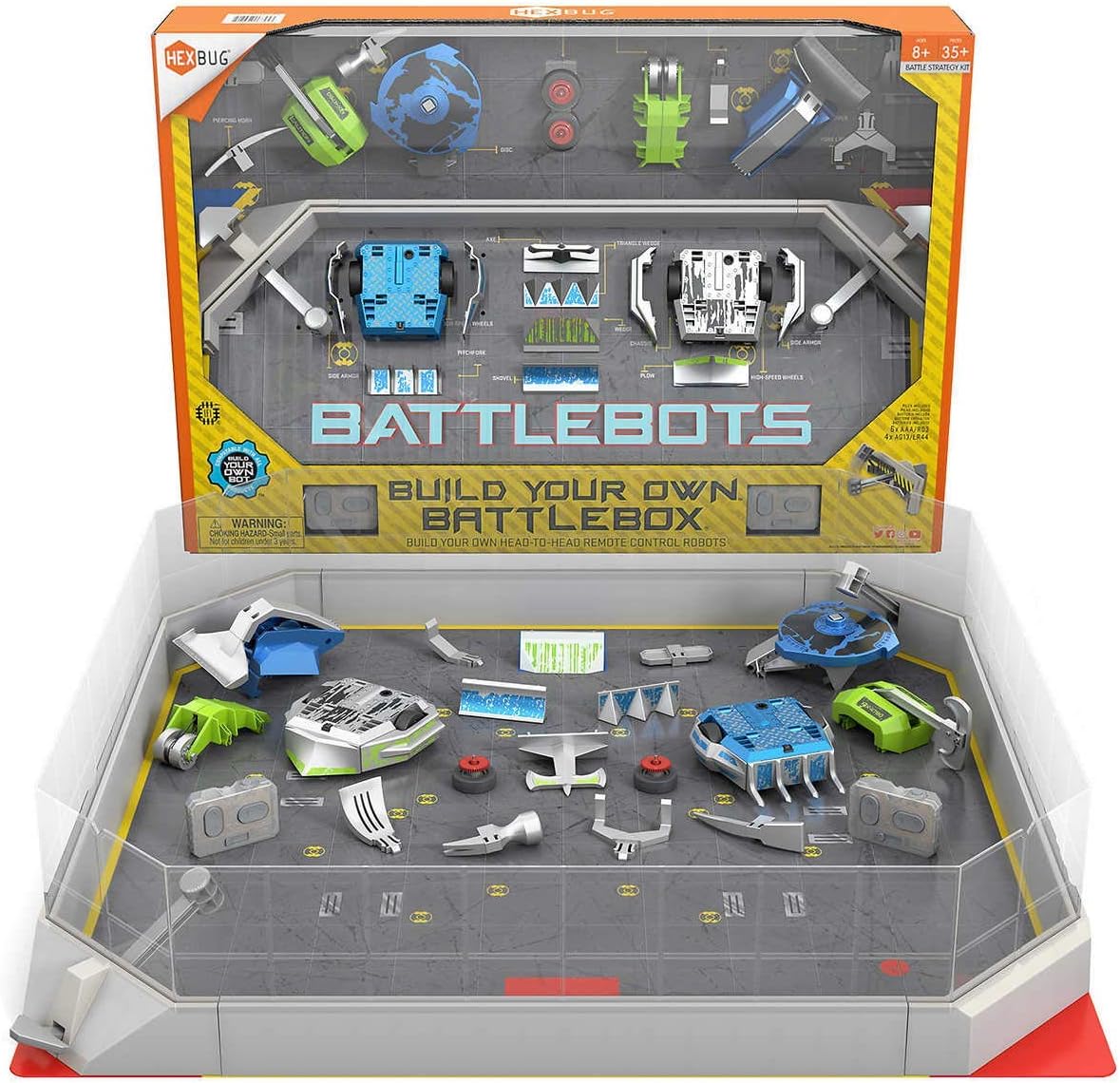 HEXBUG BattleBots Build Your Own BattleBox w/ AAAS (3 in Each bot) - All Included (Some Assembly Required)