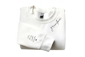 Personalized Embroidered Grandma Sweatshirt Hoodie Shirt, Custom with Grandkids Names on Sleeve, Custom Granny Sweater, Est D