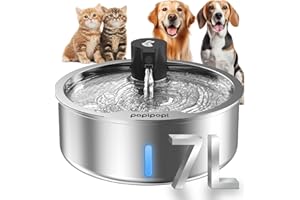 KULOBBY Dog Water Fountain, 7L/1.8G/236oz Stainless Steel Dog Water Fountain for Large Dogs, Dog Water Bowl Dispenser, Super Quiet Pump and Replacement Filters for Cats and Dogs